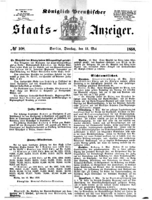 Königlich Preußischer Staats-Anzeiger (Allgemeine preußische Staats-Zeitung) Dienstag 11. Mai 1858