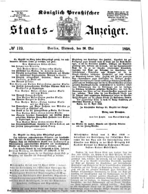 Königlich Preußischer Staats-Anzeiger (Allgemeine preußische Staats-Zeitung) Mittwoch 26. Mai 1858