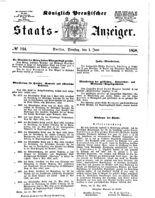 Königlich Preußischer Staats-Anzeiger (Allgemeine preußische Staats-Zeitung) Dienstag 1. Juni 1858