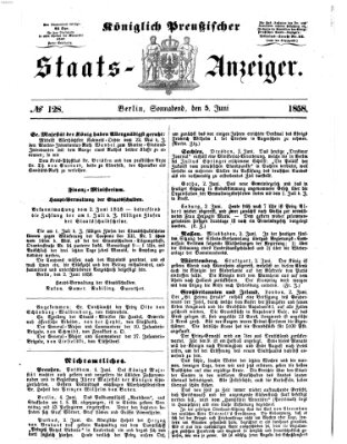 Königlich Preußischer Staats-Anzeiger (Allgemeine preußische Staats-Zeitung) Samstag 5. Juni 1858