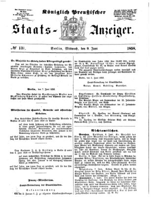 Königlich Preußischer Staats-Anzeiger (Allgemeine preußische Staats-Zeitung) Mittwoch 9. Juni 1858