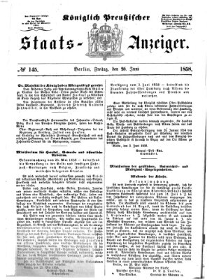 Königlich Preußischer Staats-Anzeiger (Allgemeine preußische Staats-Zeitung) Freitag 25. Juni 1858