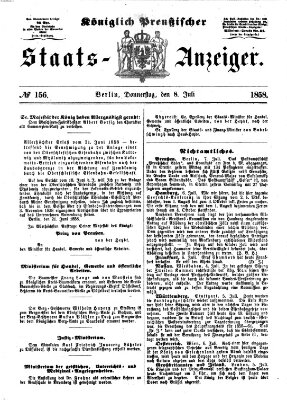 Königlich Preußischer Staats-Anzeiger (Allgemeine preußische Staats-Zeitung) Donnerstag 8. Juli 1858