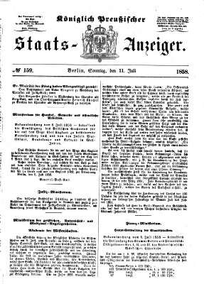 Königlich Preußischer Staats-Anzeiger (Allgemeine preußische Staats-Zeitung) Sonntag 11. Juli 1858