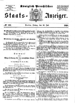 Königlich Preußischer Staats-Anzeiger (Allgemeine preußische Staats-Zeitung) Freitag 16. Juli 1858