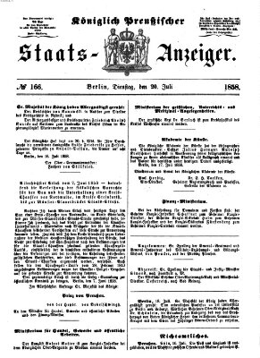 Königlich Preußischer Staats-Anzeiger (Allgemeine preußische Staats-Zeitung) Dienstag 20. Juli 1858