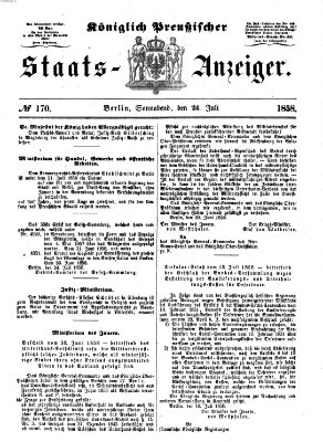 Königlich Preußischer Staats-Anzeiger (Allgemeine preußische Staats-Zeitung) Samstag 24. Juli 1858