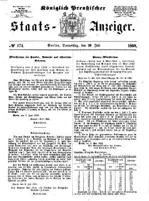 Königlich Preußischer Staats-Anzeiger (Allgemeine preußische Staats-Zeitung) Donnerstag 29. Juli 1858