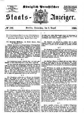 Königlich Preußischer Staats-Anzeiger (Allgemeine preußische Staats-Zeitung) Donnerstag 5. August 1858