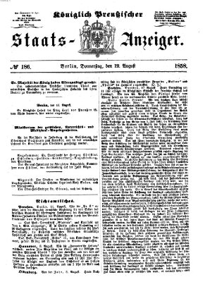 Königlich Preußischer Staats-Anzeiger (Allgemeine preußische Staats-Zeitung) Donnerstag 12. August 1858