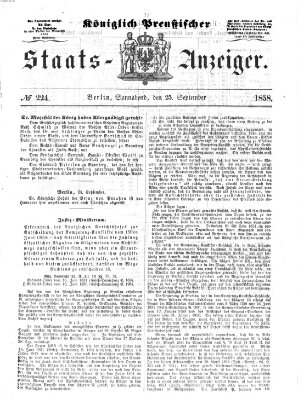 Königlich Preußischer Staats-Anzeiger (Allgemeine preußische Staats-Zeitung) Samstag 25. September 1858