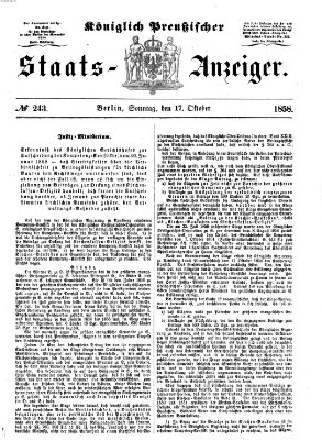 Königlich Preußischer Staats-Anzeiger (Allgemeine preußische Staats-Zeitung) Sonntag 17. Oktober 1858