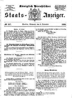 Königlich Preußischer Staats-Anzeiger (Allgemeine preußische Staats-Zeitung) Mittwoch 3. November 1858