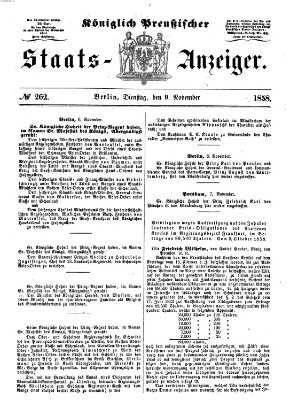 Königlich Preußischer Staats-Anzeiger (Allgemeine preußische Staats-Zeitung) Dienstag 9. November 1858