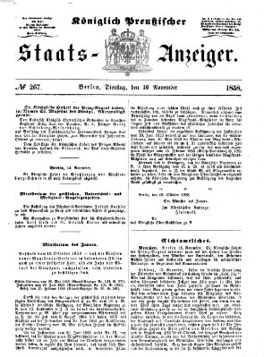 Königlich Preußischer Staats-Anzeiger (Allgemeine preußische Staats-Zeitung) Dienstag 16. November 1858