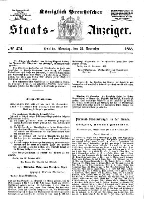 Königlich Preußischer Staats-Anzeiger (Allgemeine preußische Staats-Zeitung) Sonntag 21. November 1858