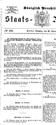 Königlich Preußischer Staats-Anzeiger (Allgemeine preußische Staats-Zeitung) Dienstag 30. November 1858