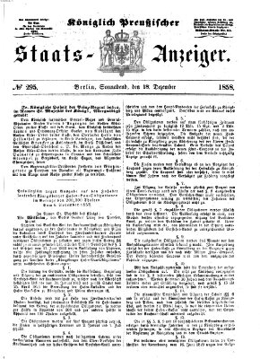 Königlich Preußischer Staats-Anzeiger (Allgemeine preußische Staats-Zeitung) Samstag 18. Dezember 1858