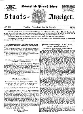 Königlich Preußischer Staats-Anzeiger (Allgemeine preußische Staats-Zeitung) Samstag 25. Dezember 1858