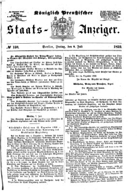 Königlich Preußischer Staats-Anzeiger (Allgemeine preußische Staats-Zeitung) Freitag 8. Juli 1859