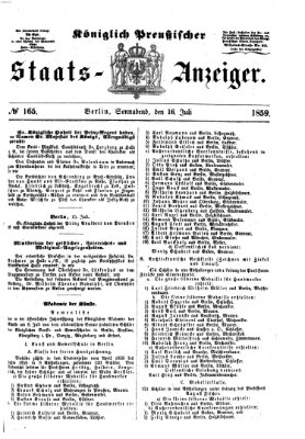 Königlich Preußischer Staats-Anzeiger (Allgemeine preußische Staats-Zeitung) Samstag 16. Juli 1859