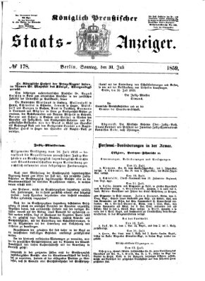 Königlich Preußischer Staats-Anzeiger (Allgemeine preußische Staats-Zeitung) Sonntag 31. Juli 1859