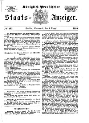 Königlich Preußischer Staats-Anzeiger (Allgemeine preußische Staats-Zeitung) Samstag 6. August 1859