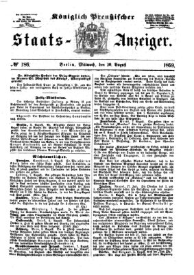 Königlich Preußischer Staats-Anzeiger (Allgemeine preußische Staats-Zeitung) Mittwoch 10. August 1859