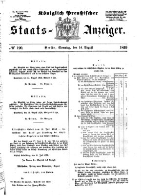 Königlich Preußischer Staats-Anzeiger (Allgemeine preußische Staats-Zeitung) Sonntag 14. August 1859