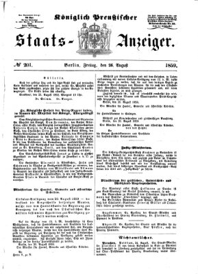 Königlich Preußischer Staats-Anzeiger (Allgemeine preußische Staats-Zeitung) Freitag 26. August 1859