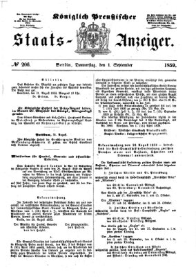 Königlich Preußischer Staats-Anzeiger (Allgemeine preußische Staats-Zeitung) Donnerstag 1. September 1859