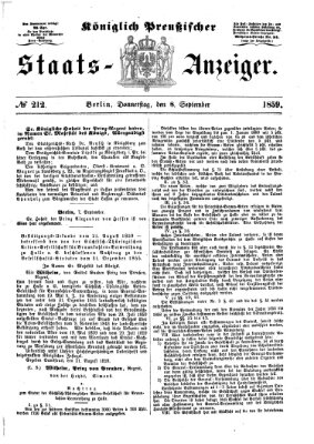 Königlich Preußischer Staats-Anzeiger (Allgemeine preußische Staats-Zeitung) Donnerstag 8. September 1859