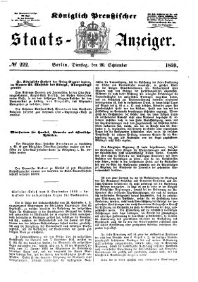 Königlich Preußischer Staats-Anzeiger (Allgemeine preußische Staats-Zeitung) Dienstag 20. September 1859