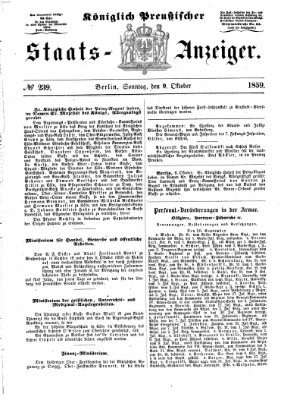 Königlich Preußischer Staats-Anzeiger (Allgemeine preußische Staats-Zeitung) Sonntag 9. Oktober 1859