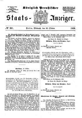 Königlich Preußischer Staats-Anzeiger (Allgemeine preußische Staats-Zeitung) Mittwoch 12. Oktober 1859