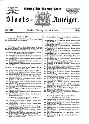 Königlich Preußischer Staats-Anzeiger (Allgemeine preußische Staats-Zeitung) Sonntag 16. Oktober 1859