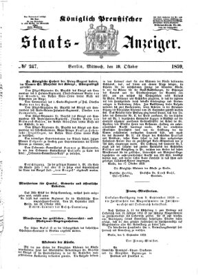 Königlich Preußischer Staats-Anzeiger (Allgemeine preußische Staats-Zeitung) Mittwoch 19. Oktober 1859