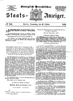 Königlich Preußischer Staats-Anzeiger (Allgemeine preußische Staats-Zeitung) Donnerstag 20. Oktober 1859