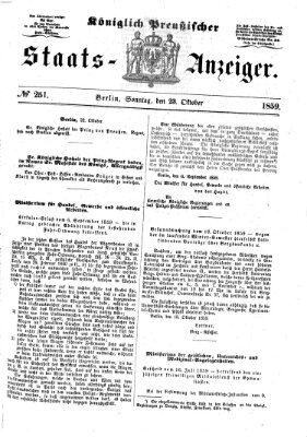 Königlich Preußischer Staats-Anzeiger (Allgemeine preußische Staats-Zeitung) Sonntag 23. Oktober 1859