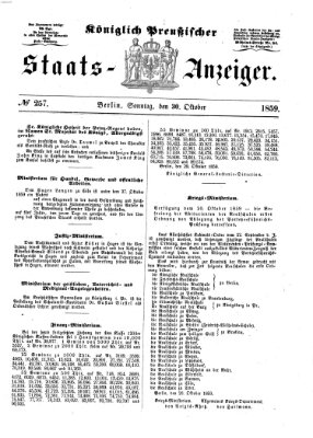 Königlich Preußischer Staats-Anzeiger (Allgemeine preußische Staats-Zeitung) Sonntag 30. Oktober 1859