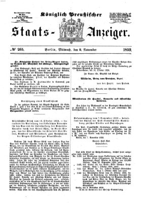 Königlich Preußischer Staats-Anzeiger (Allgemeine preußische Staats-Zeitung) Mittwoch 9. November 1859