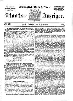 Königlich Preußischer Staats-Anzeiger (Allgemeine preußische Staats-Zeitung) Dienstag 15. November 1859