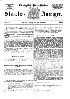 Königlich Preußischer Staats-Anzeiger (Allgemeine preußische Staats-Zeitung) Freitag 18. November 1859