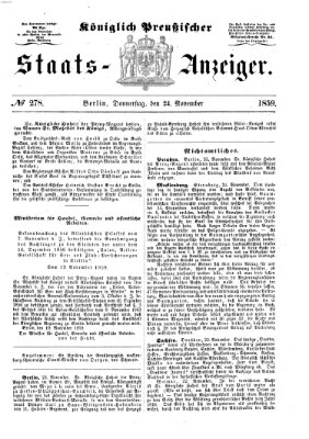 Königlich Preußischer Staats-Anzeiger (Allgemeine preußische Staats-Zeitung) Donnerstag 24. November 1859