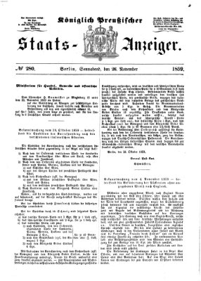 Königlich Preußischer Staats-Anzeiger (Allgemeine preußische Staats-Zeitung) Samstag 26. November 1859