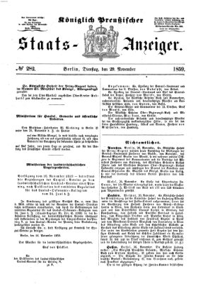 Königlich Preußischer Staats-Anzeiger (Allgemeine preußische Staats-Zeitung) Dienstag 29. November 1859