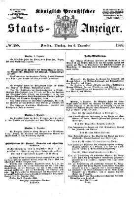 Königlich Preußischer Staats-Anzeiger (Allgemeine preußische Staats-Zeitung) Dienstag 6. Dezember 1859