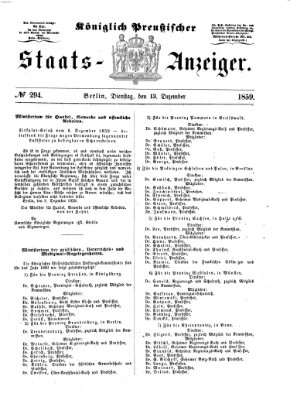 Königlich Preußischer Staats-Anzeiger (Allgemeine preußische Staats-Zeitung) Dienstag 13. Dezember 1859