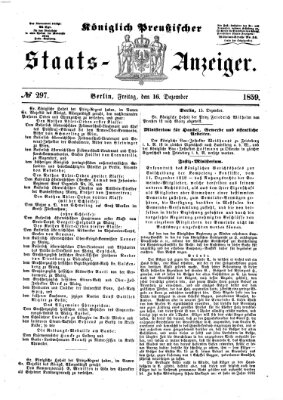 Königlich Preußischer Staats-Anzeiger (Allgemeine preußische Staats-Zeitung) Freitag 16. Dezember 1859