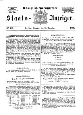 Königlich Preußischer Staats-Anzeiger (Allgemeine preußische Staats-Zeitung) Sonntag 18. Dezember 1859